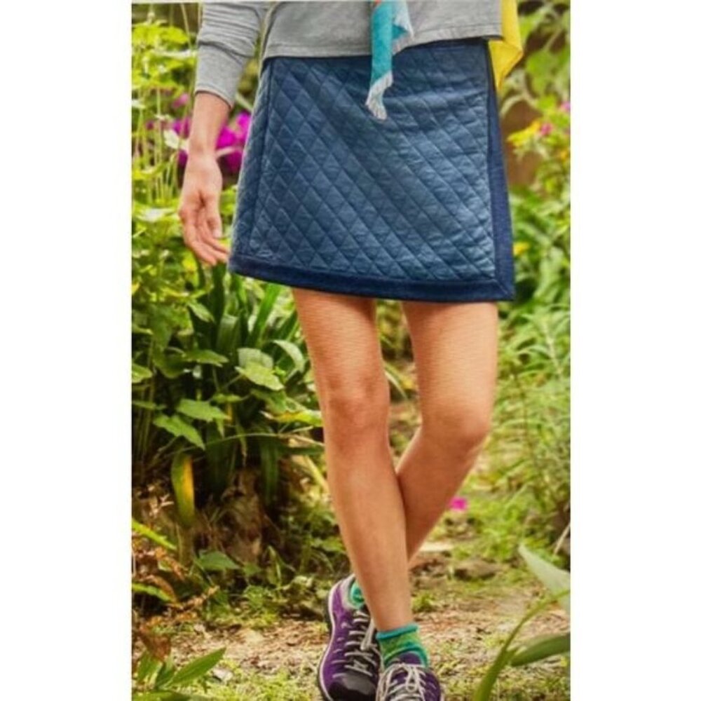 Sundance Womens Sidewalk Stroll Mini Skirt Blue Quilted Wrap size 12